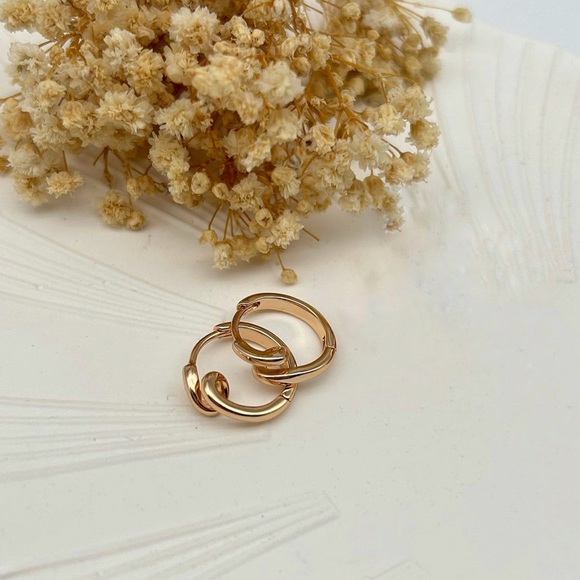 Curly Hoop Earrings 18k Gold Plated Hoop Earrings Luxury Jewelry - Picture 2 of 13